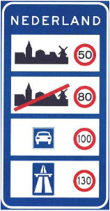 Verkehrsschild Geschwindigkeitsbegrenzung NL